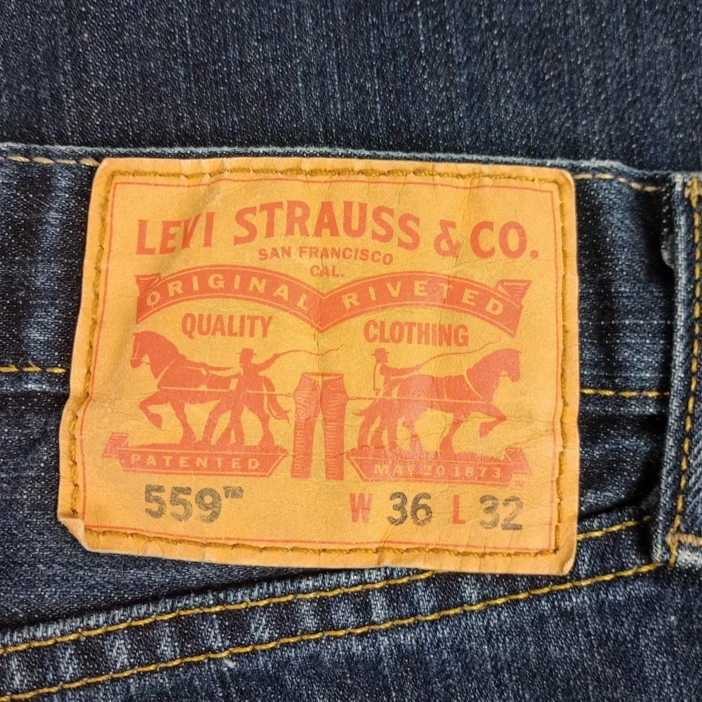 Levi Strauss 559 Mens 36/32 Dark Blue 5 Pocket Relaxed High Quality Denim Jeans